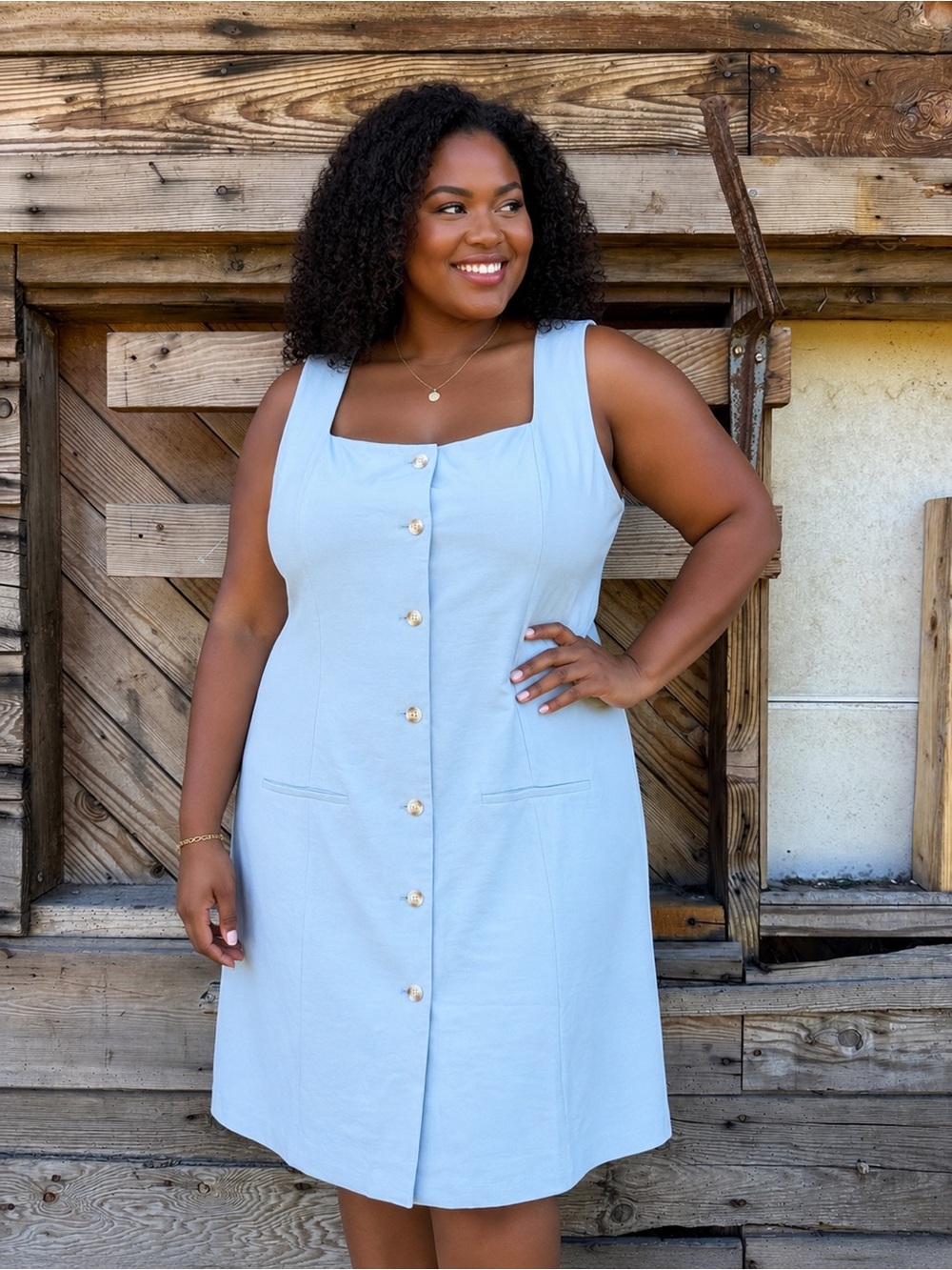 NWOT Abercrombie & Fitch Pale Blue Button-Front Mini Dress